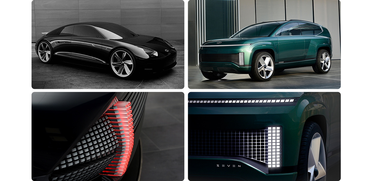 프로페시 콘셉트카와 세븐 콘셉트카의 모습 및 파라메트릭 픽셀의 모습