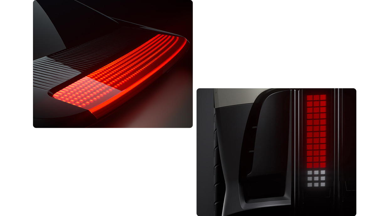 현대자동차의 전용 전기차 아이오닉 6의 램프와 리어 스포일러의 모습