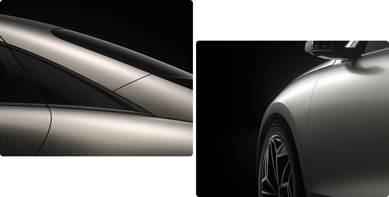 현대자동차의 전용 전기차 아이오닉 6의 매끈한 유선형 디자인