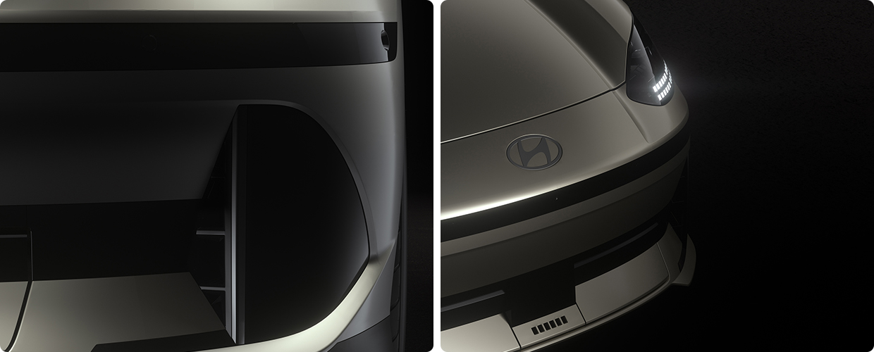 현대자동차의 전용 전기차 아이오닉 6의 전면부 부분 모습