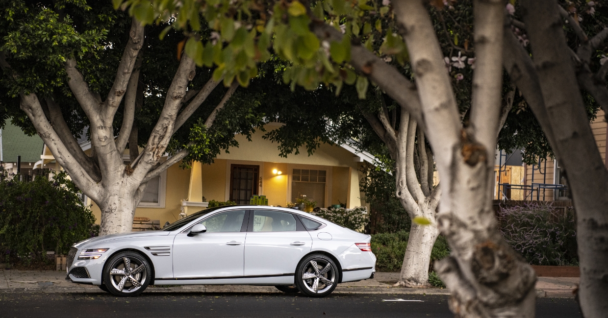 J.D. 파워 신차 품질 조사에서 최우수 품질상을 수상한 G80의 옆모습