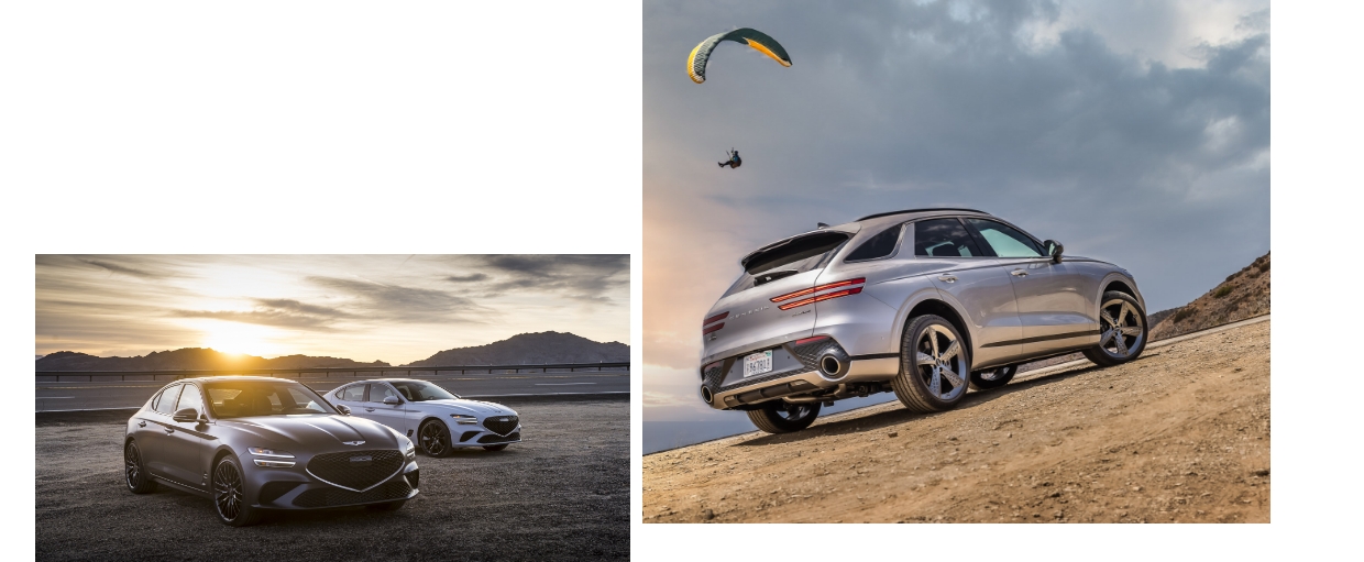 미국에서 제네시스 브랜드의 판매량을 견인하고 있는 G70와 GV70의 모습