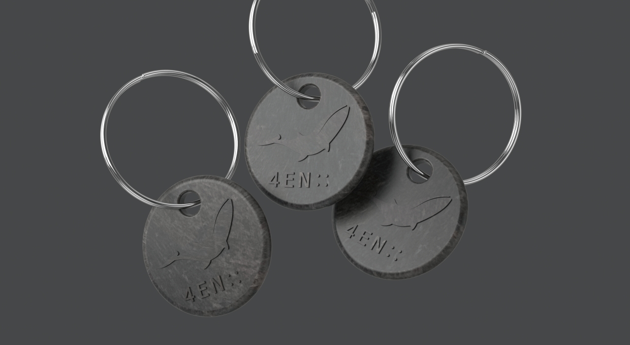 커피박 활용 바이오 플라스틱으로 만든 열쇠고리 3개, 4EN