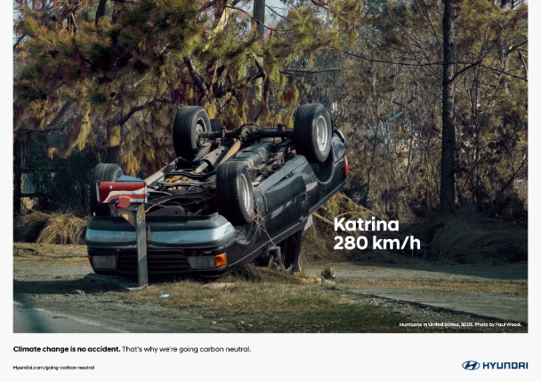 Truck overturned by Hurricane Katrina, which hit the United States in 2005