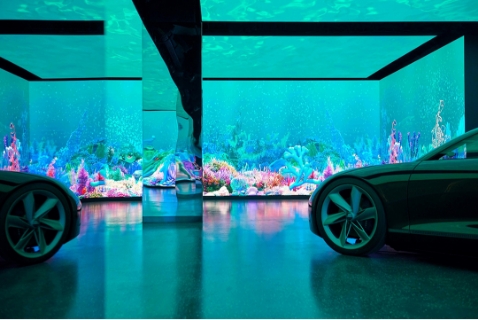 현대 모터스튜디오 스나얀 파크 내부의 전시 모습