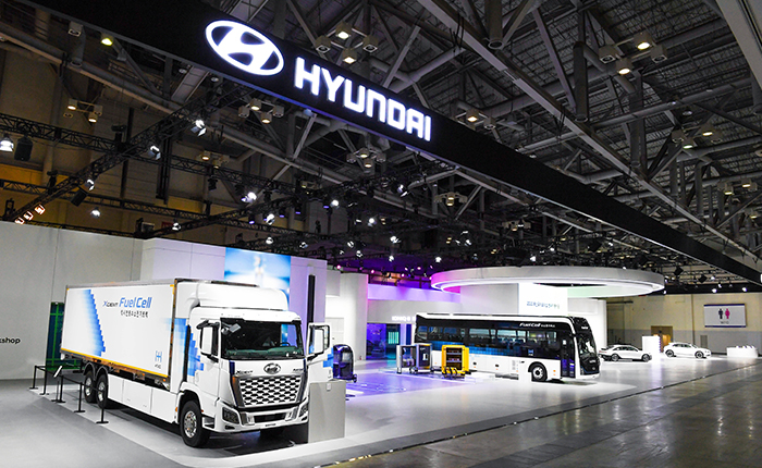 현대차 친환경 상용차의 전시 모습