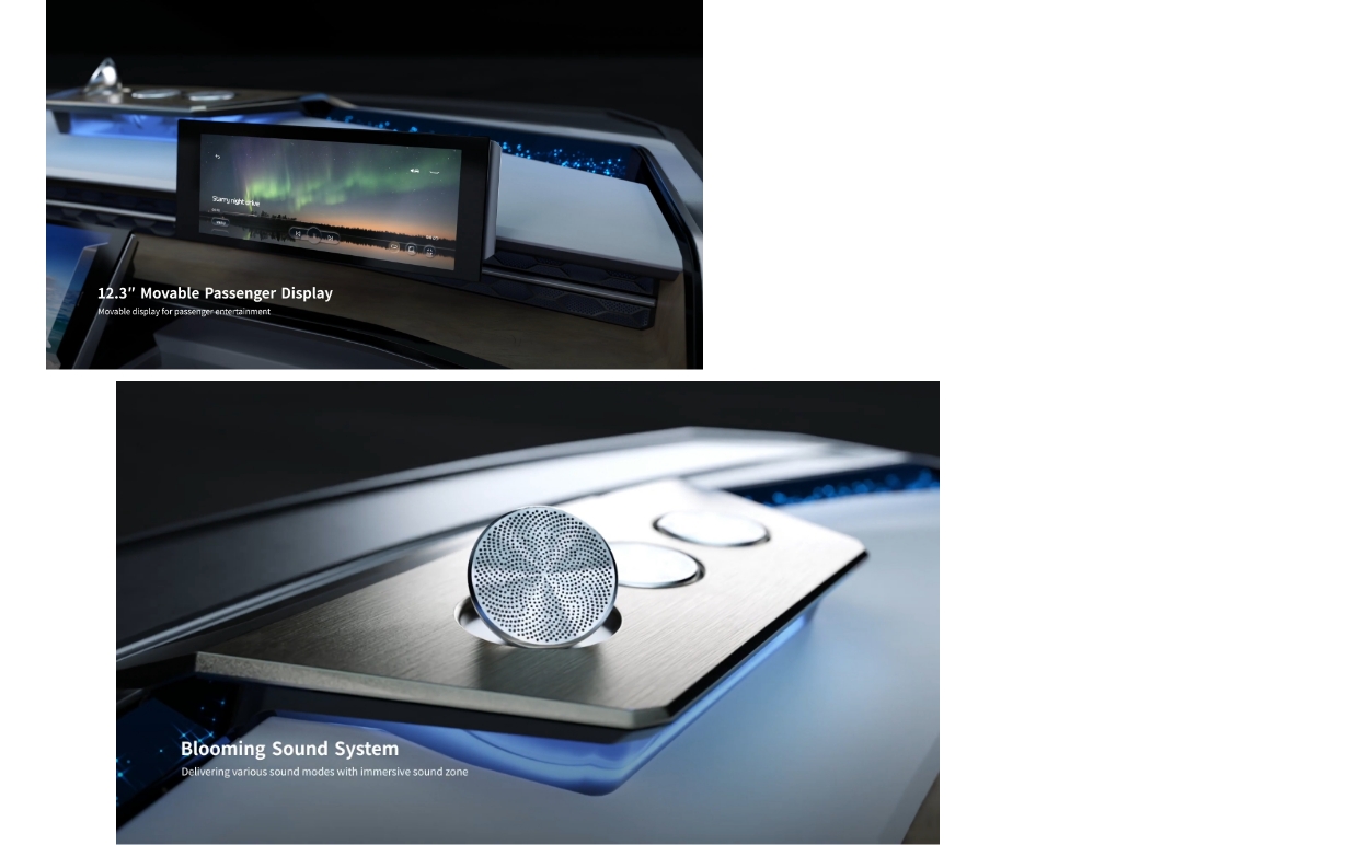 M.VICS' movable 12.3-inch display and context-sensitive sound system