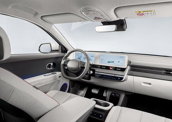 The interior of Hyundai Ioniq 5 seen from the passenger seat