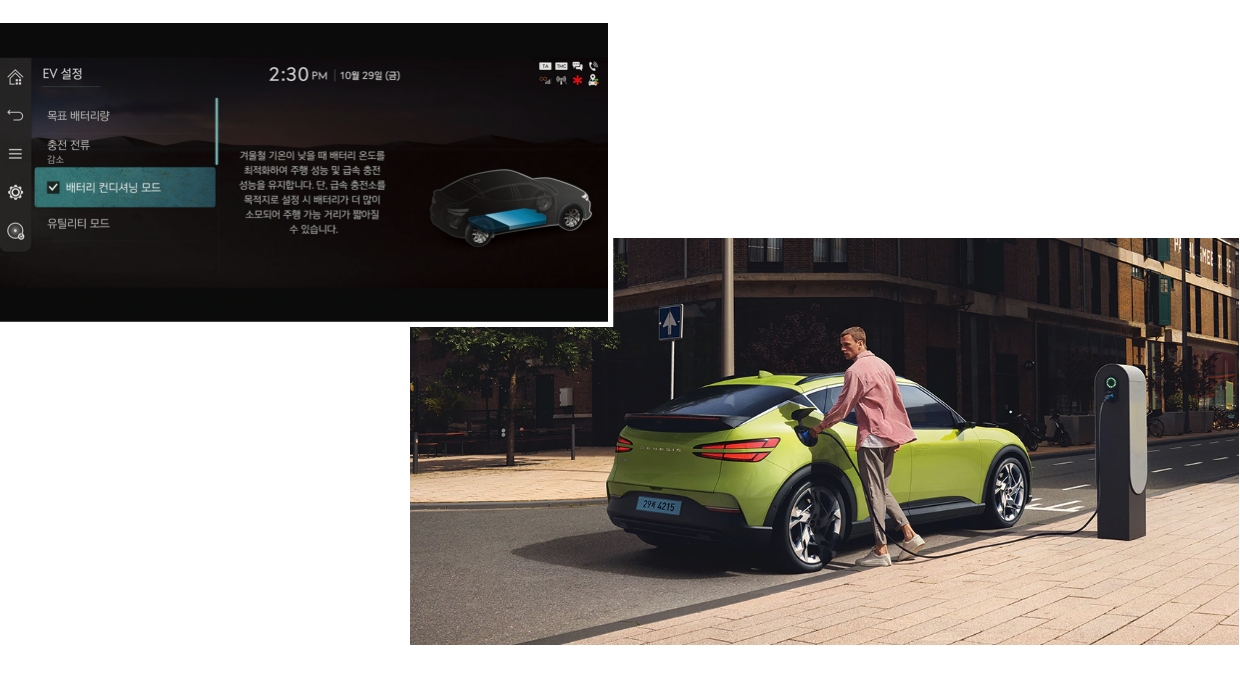 제네시스 GV60의 배터리 컨디셔닝 모드, 제네시스 GV60 충전 모습