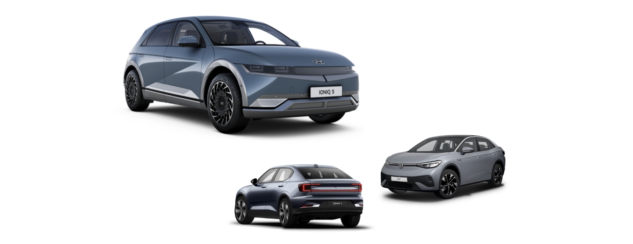 현대자동차 아이오닉 5와 폴스타 2, 폭스바겐 ID.5의 모습