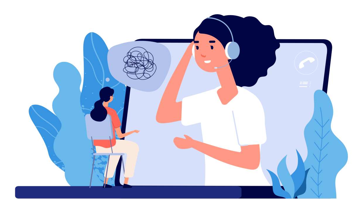 온라인 심리 상담을 진행하는 모습 일러스트