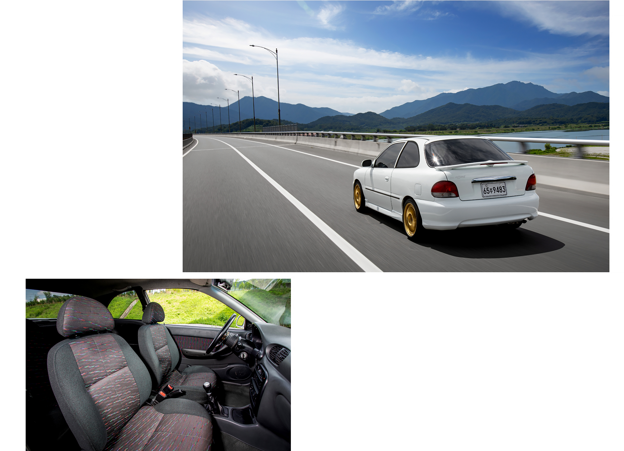 프로 엑센트가 주행하는 모습, 프로 엑센트의 1열 시트 모습