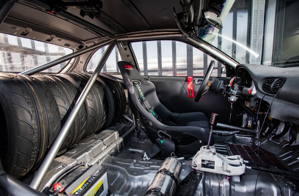 The interior of the Accent race car