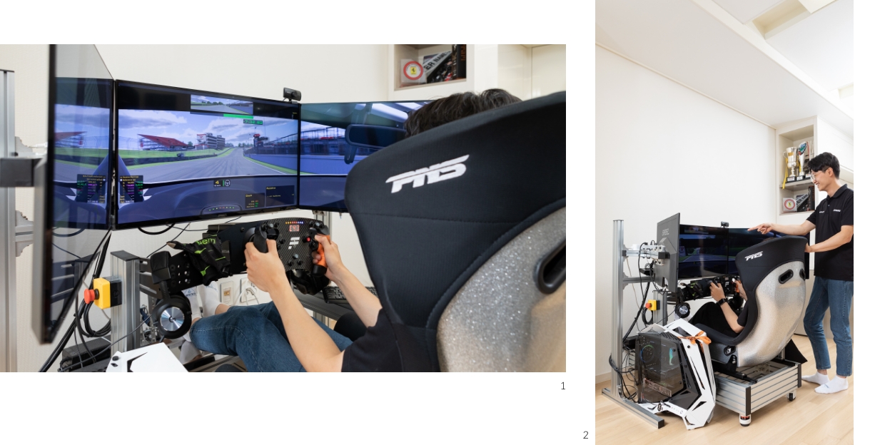 Young-chan Kim driving on the simulator