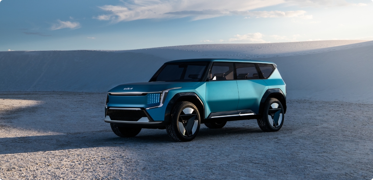 Front-side view of Kia Concept EV9