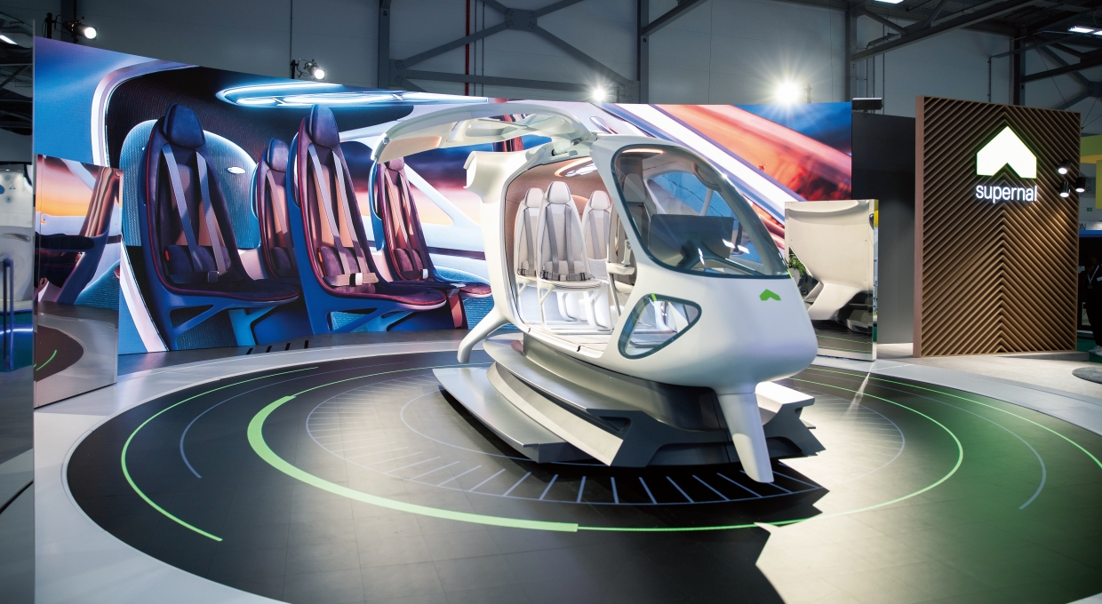 전시장에 전시 중인 AAM 기체의 모습, Supernal