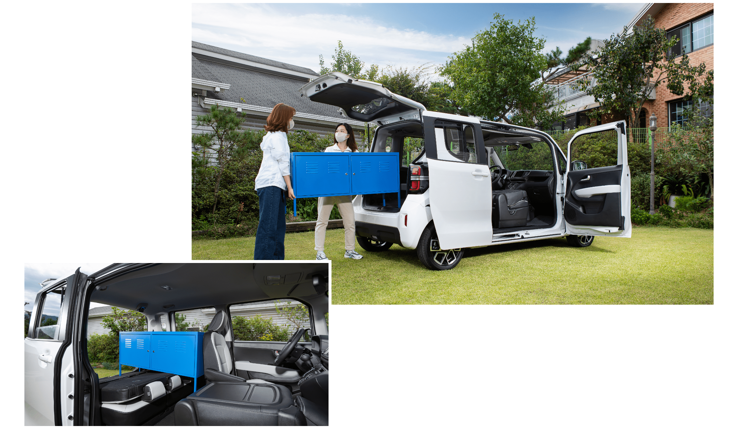 레이에 가구를 싣는 모습