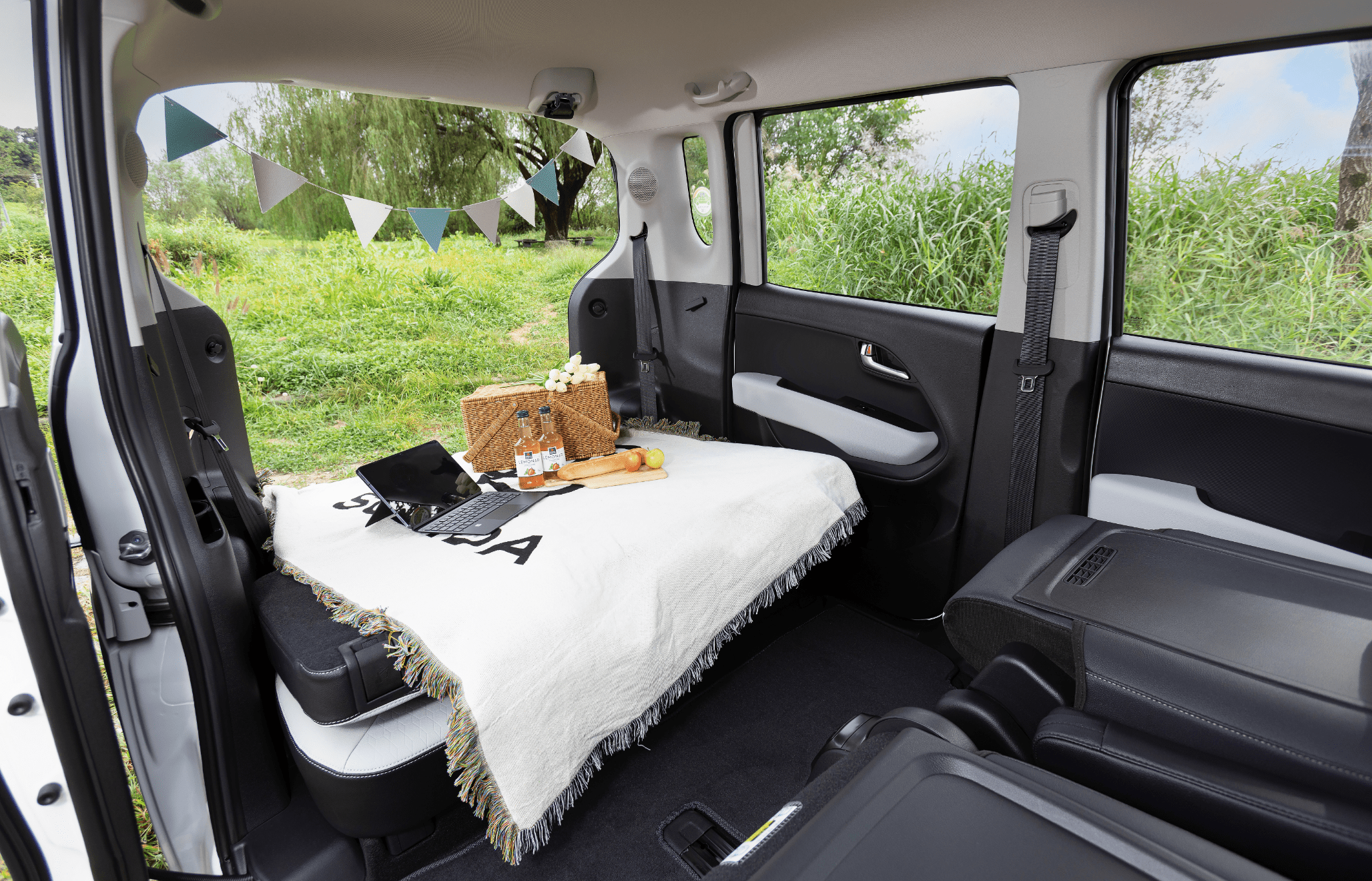 잔디밭에 레이가 정차한 모습