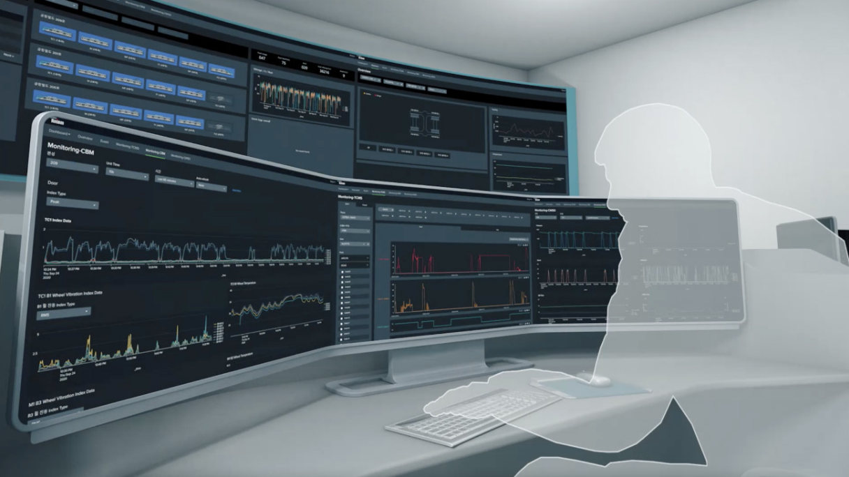 디지털 트윈 시스템을 통해 모니터링 중인 작업자의 모습
