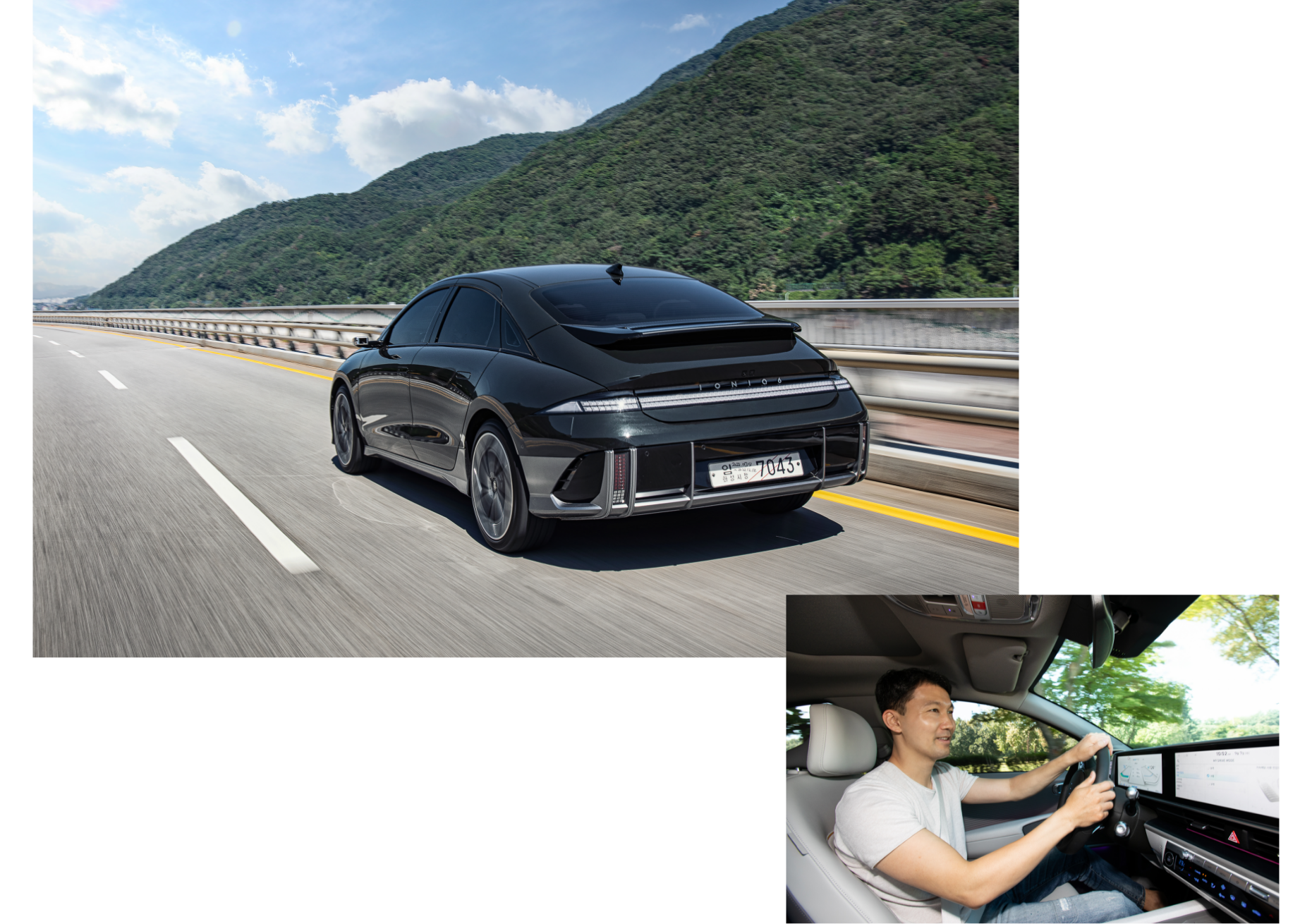 IONIQ 6 speeding on the bridge, Senior Researcher JPark Il-gwon is talking while driving