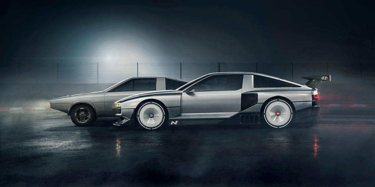 포니 쿠페 콘셉트와 N VISION 74의 측면 모습