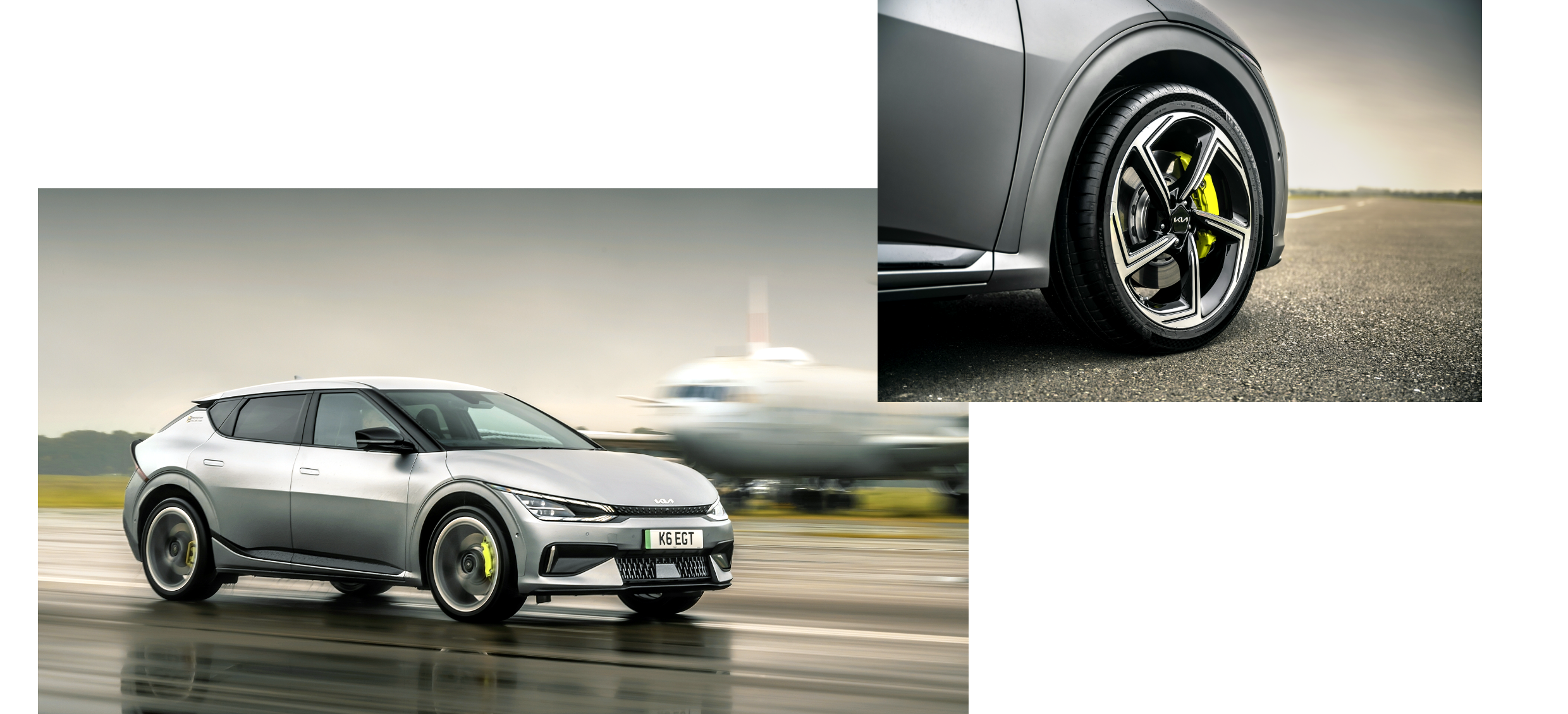 Kia EV6 GT driving on the runway