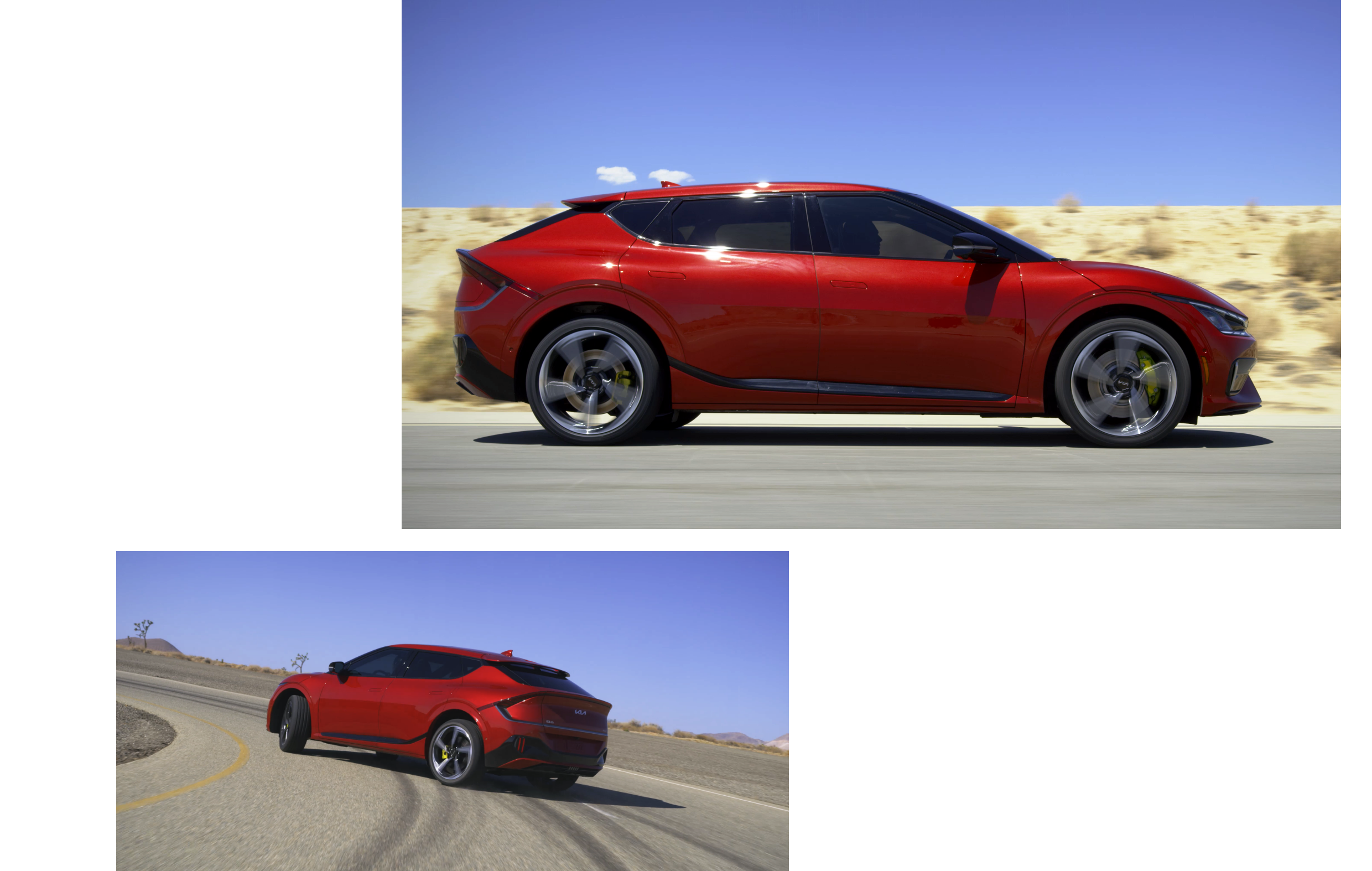 Kia EV6 GT driving on straight and curved roads