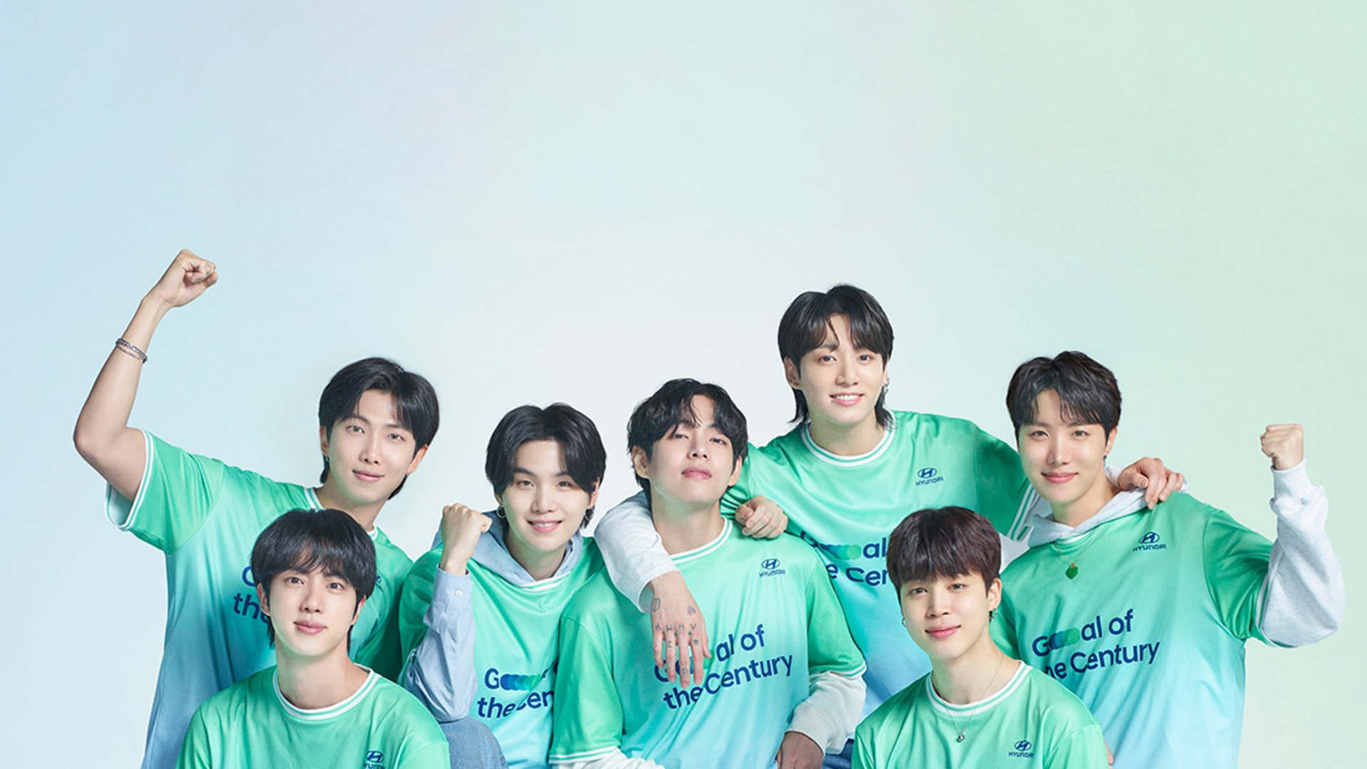 BTS posing in front of the camera