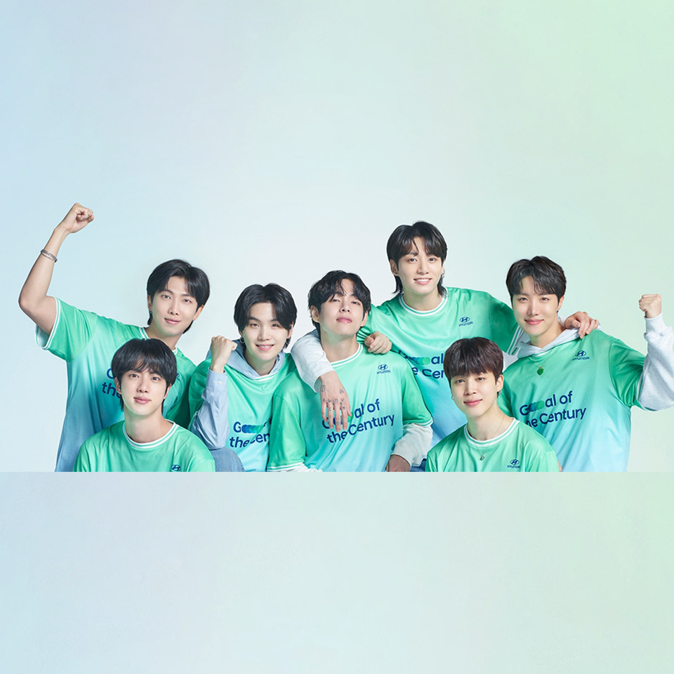 BTS posing in front of the camera