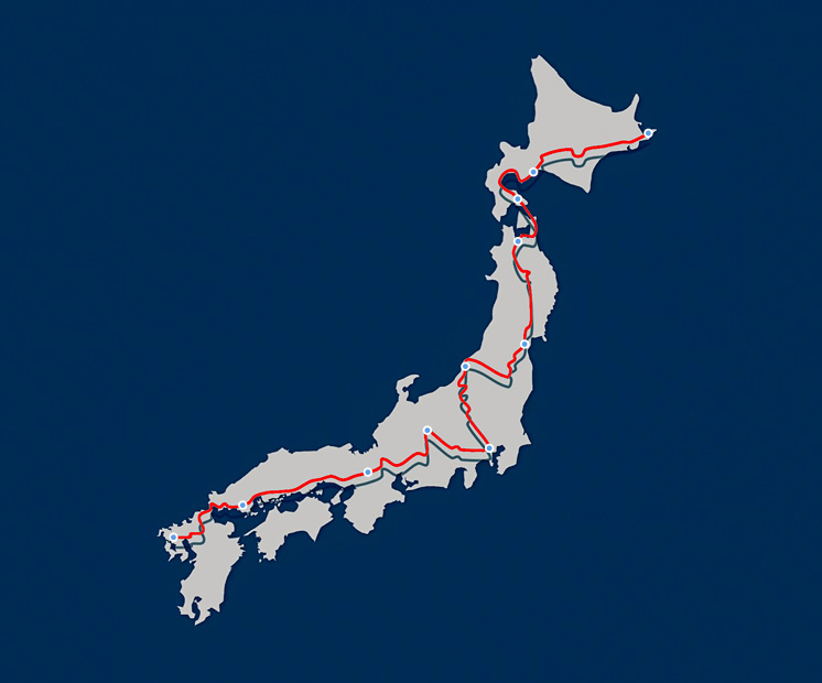 영상 속 일본 종주 경로를 표시한 사진