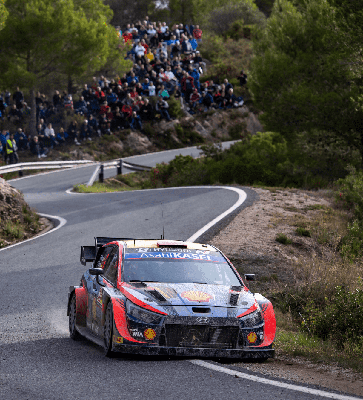 yundai i20 N Rally 1 in motion in Rally Spain