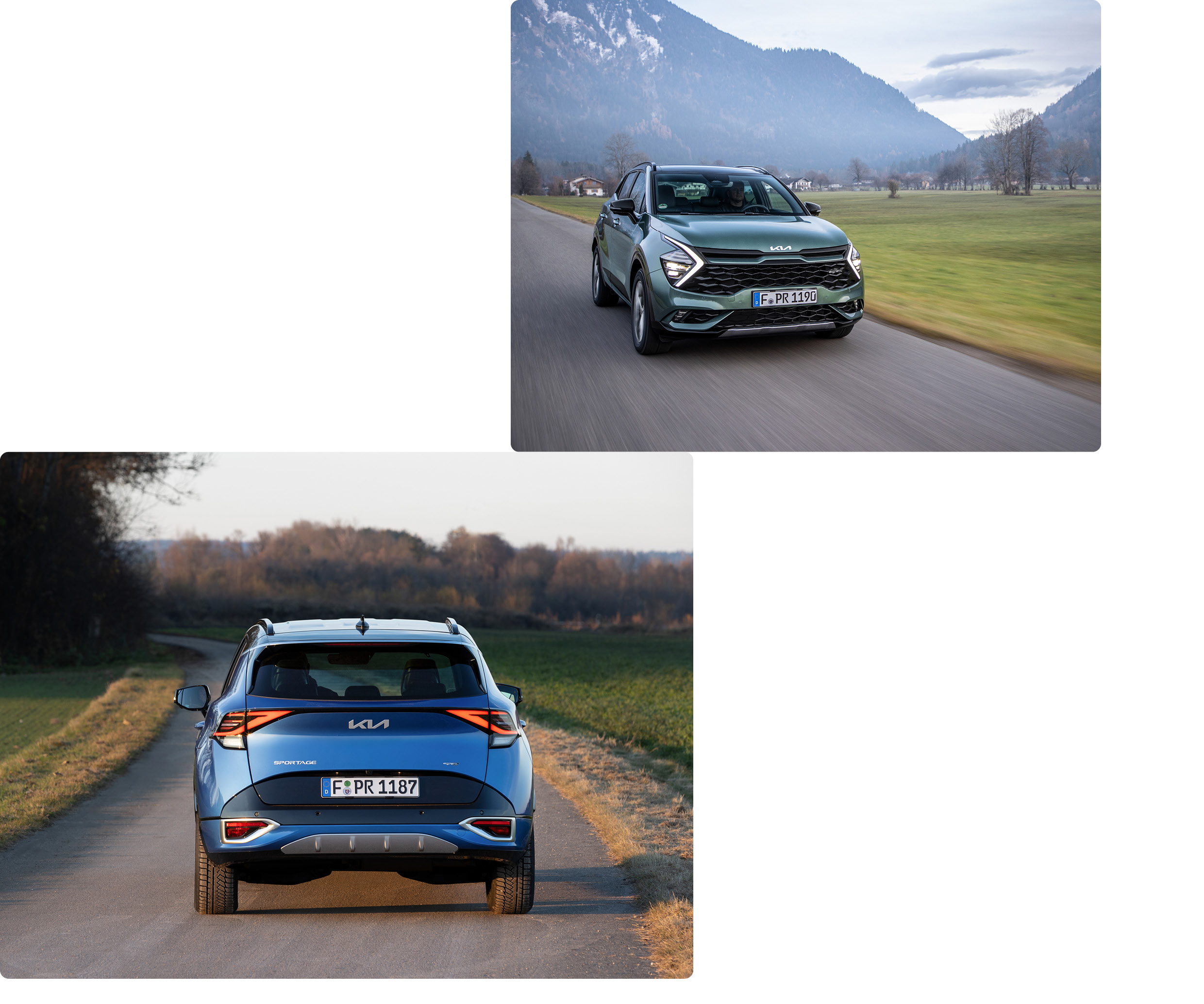 기아 스포티지의 주행 앞뒤 모습