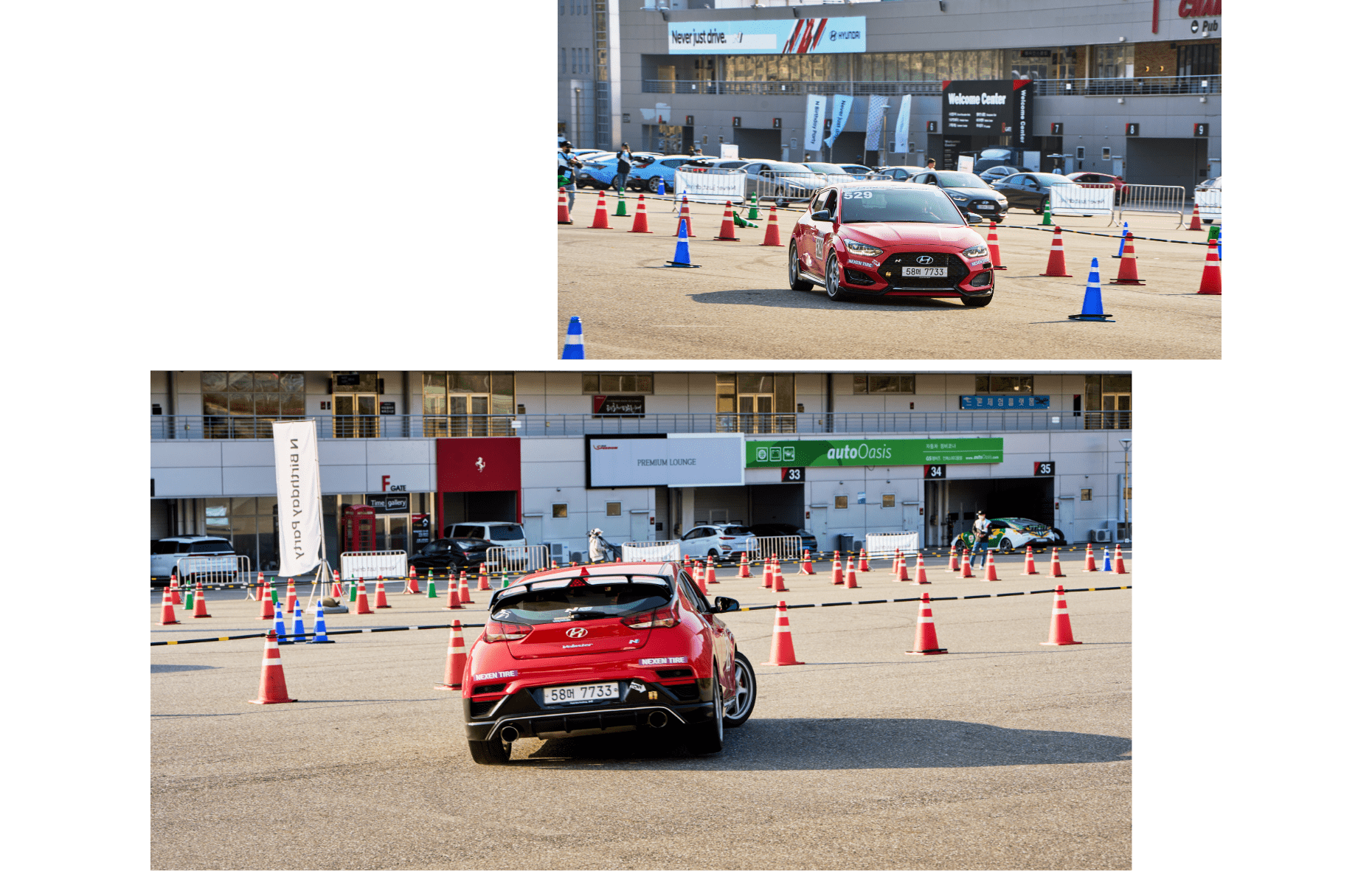 슬라럼 코스를 공략 중인 벨로스터 N