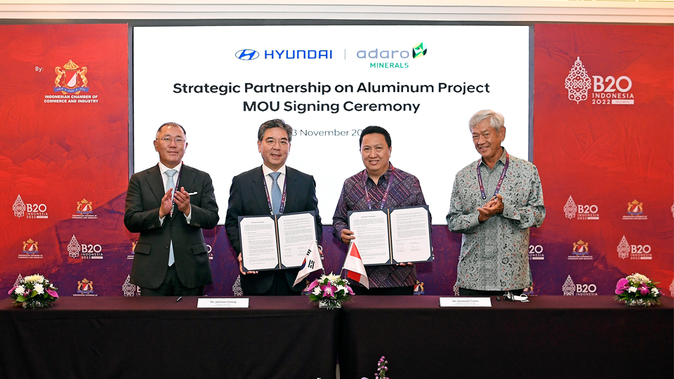 Hyundai Motor Company and PT Adaro Minerals Indonesia, Tbk. Signed a Memorandum of Understanding to Secure Aluminum Supply in the Face of Growing Demand for Automobile Manufacturing -main