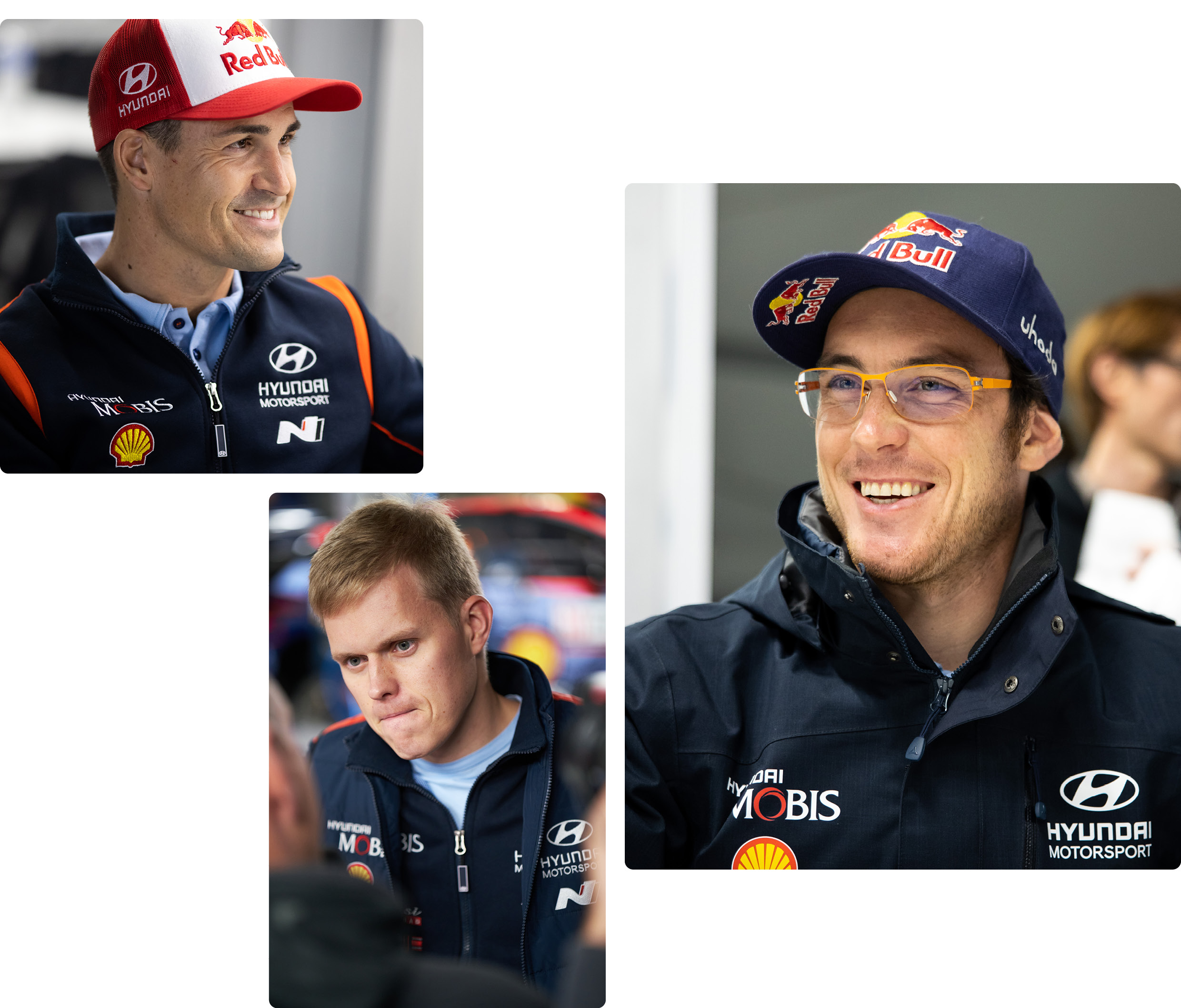 현대 월드랠리팀 드라이버 티에리 누빌, 오트 타낙, 다니 소르도의 모습