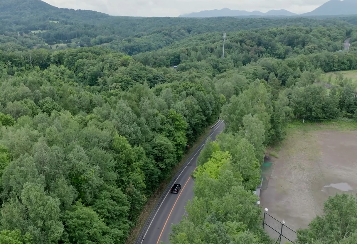 Hyundai Nexo in motion on forest road