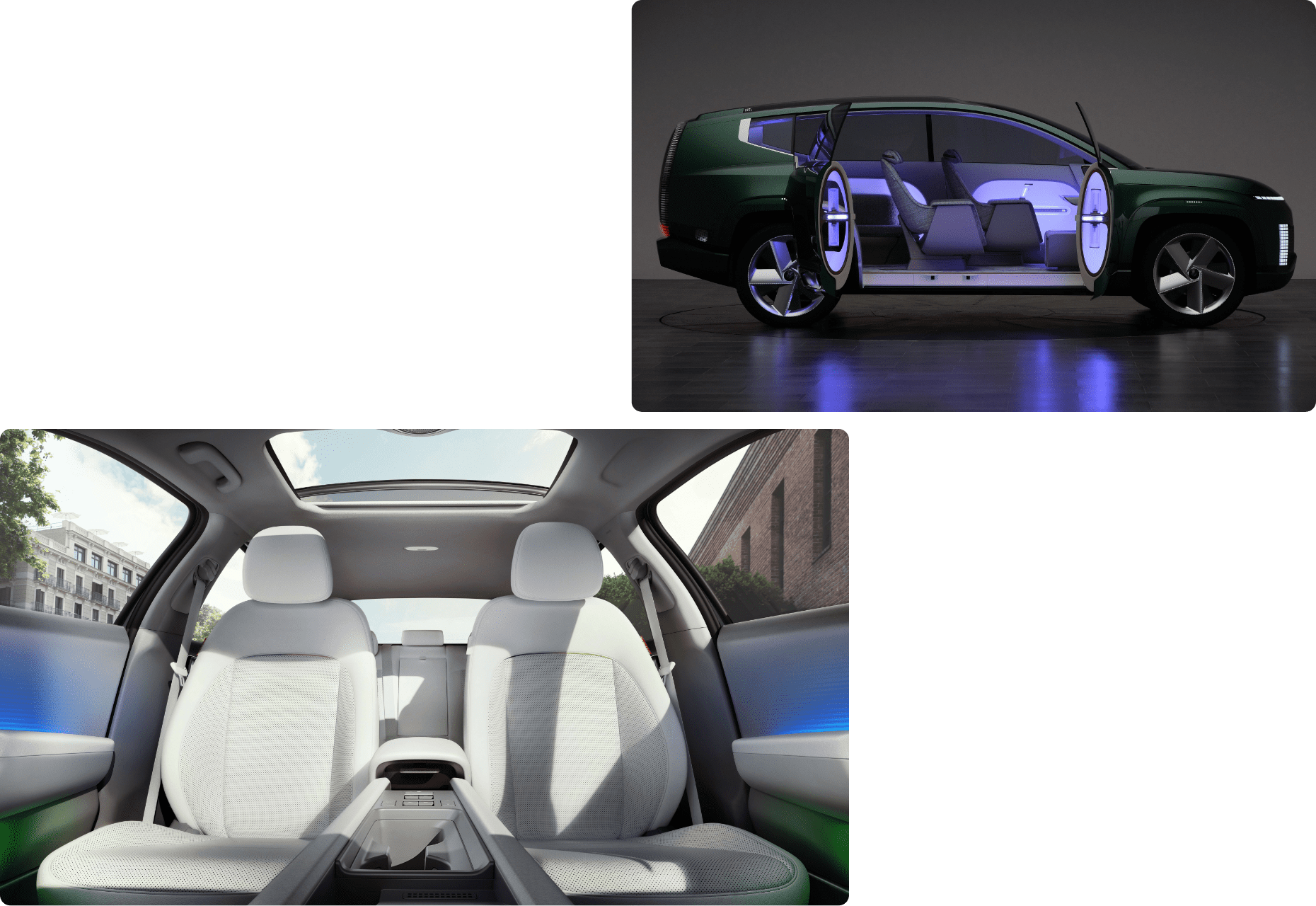 도어를 개방한 현대차의 콘셉트 모델 세븐