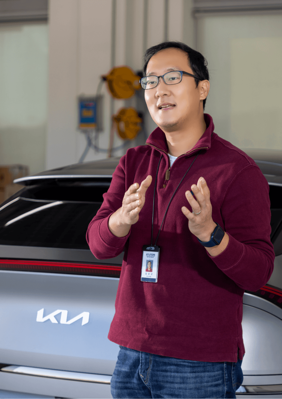 Senior researcher Sang-gyun Kim, who developed the handling performance of the EV6 GT, explains