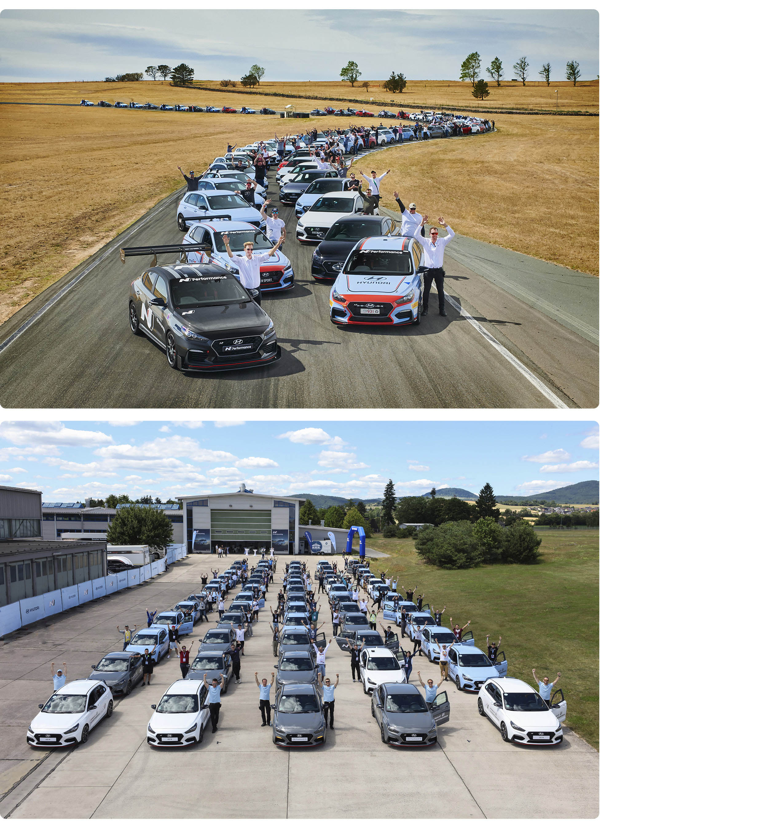 현대자동차 N 고객 행사에 참가한 다양한 국적의 N 오너들이 환호하는 모습