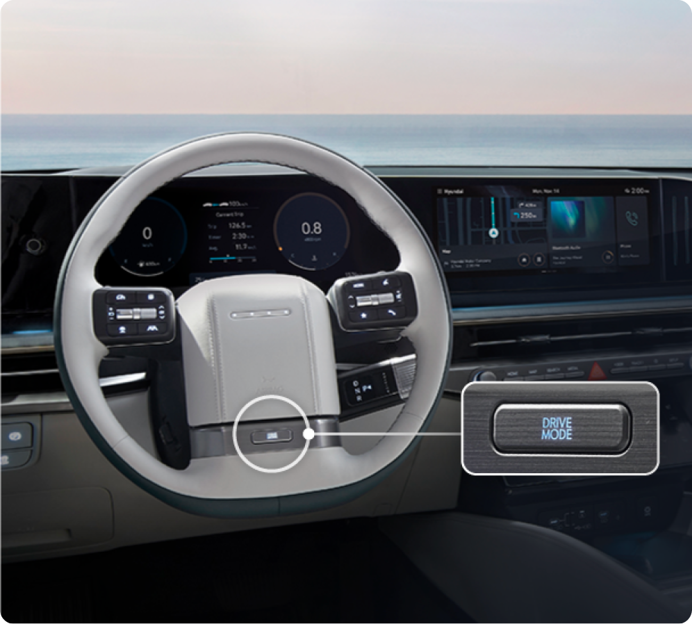 스티어링 휠 하단에 위치한 드라이브 모드 버튼