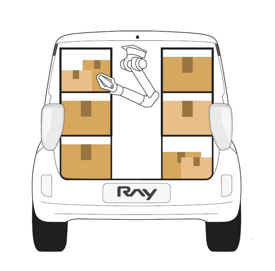 Conceptual diagram of Ray Bot, a delivery support robot that won the Grand Prize in Business
