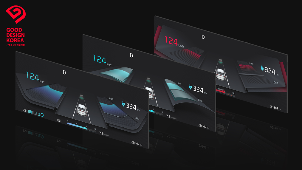 기아 EV 인포테인먼트 시스템이 우수디자인 상품선정을 수상한 모습