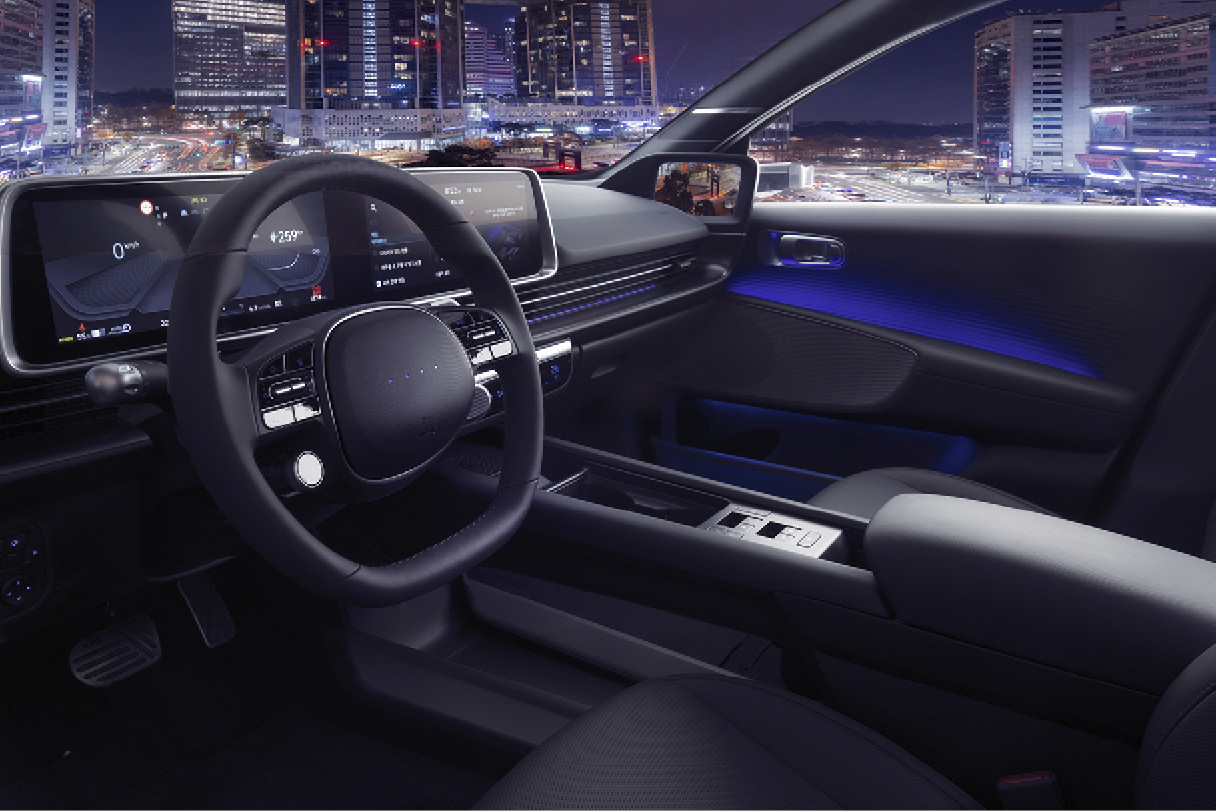The cabin space of the IONIQ 6