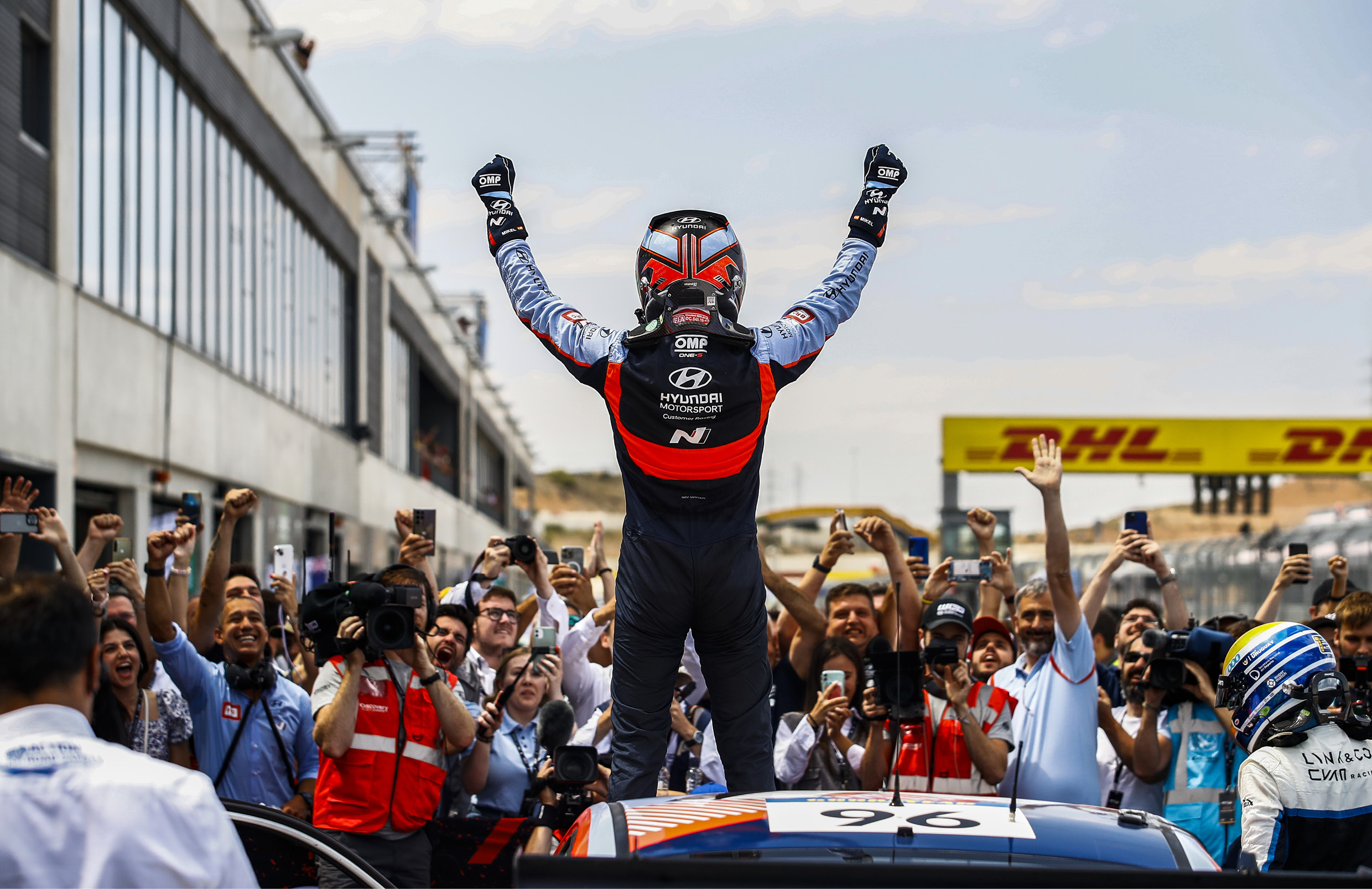 Mikel Azcona celebrates victory
