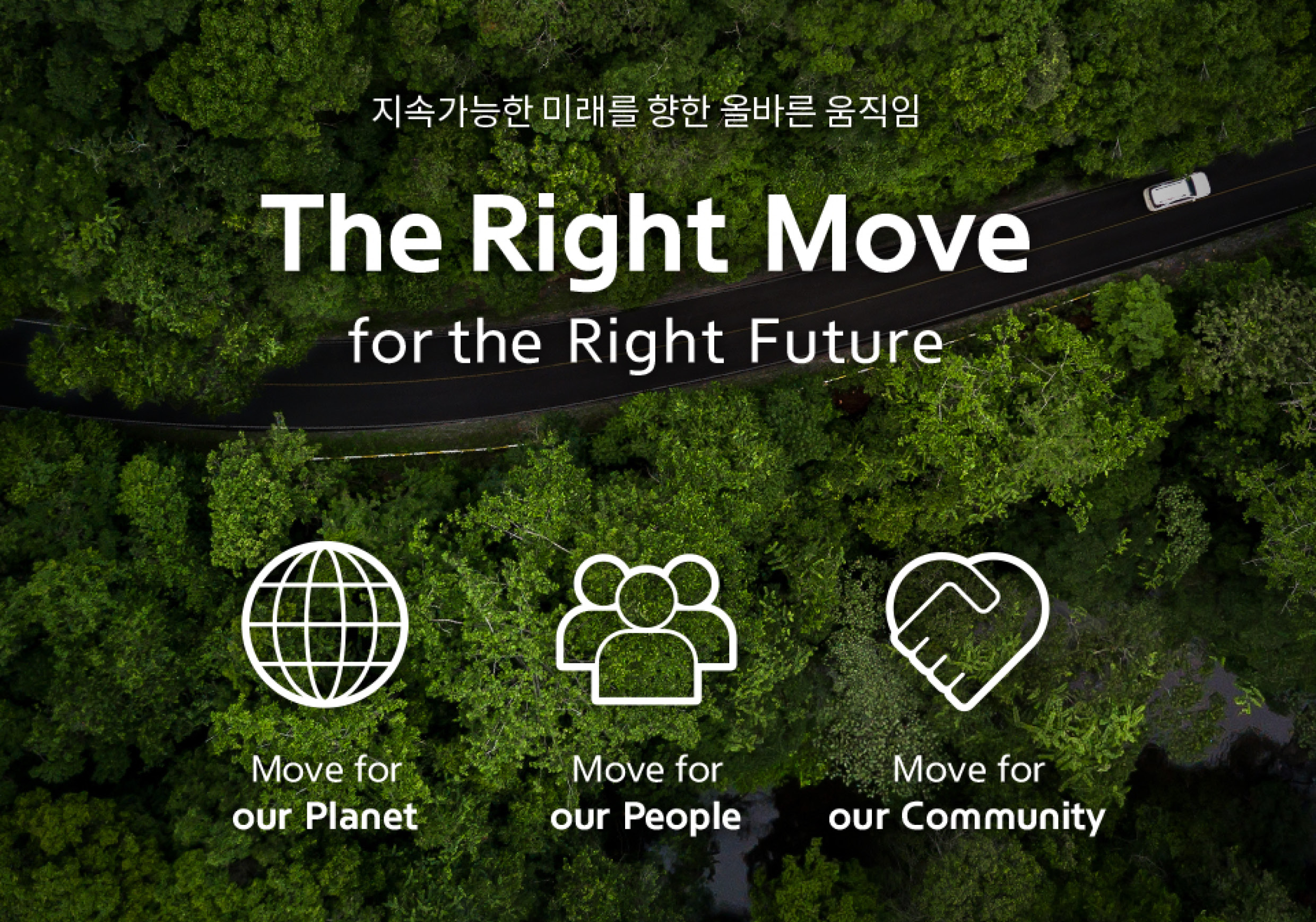 현대차그룹의 ‘올바른 움직임, 올바른 미래’라는 사회공헌 활동 포스터 이미지