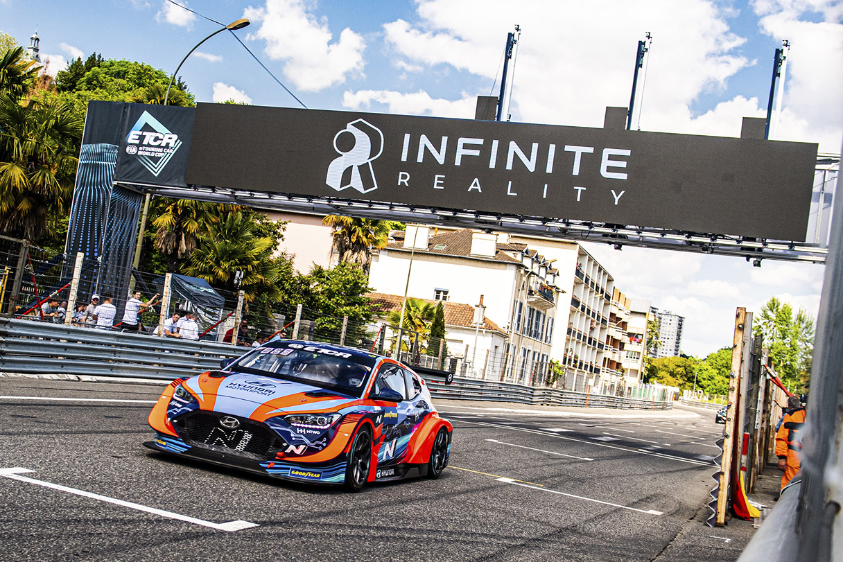 Veloster racing car in motion