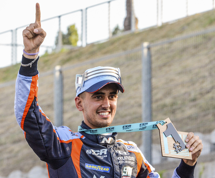 Hyundai driver Azcona strikes a pose