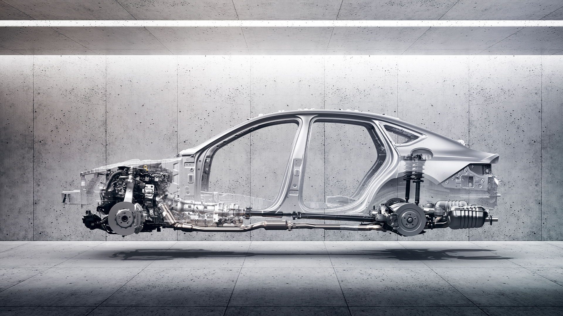 A photo highlighting the body and chassis of the Genesis G80