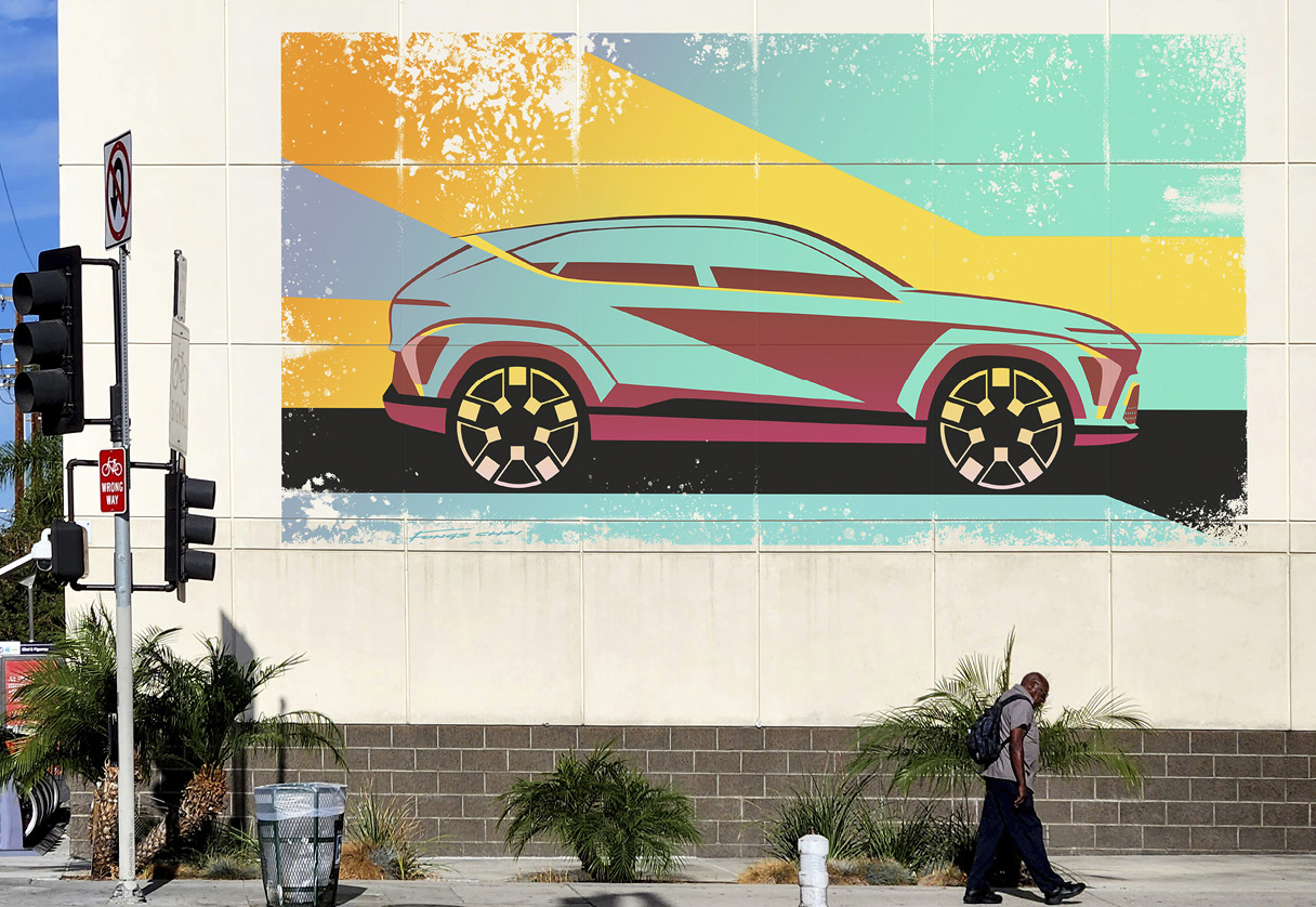 신형 코나의 측면 스케치 이미지