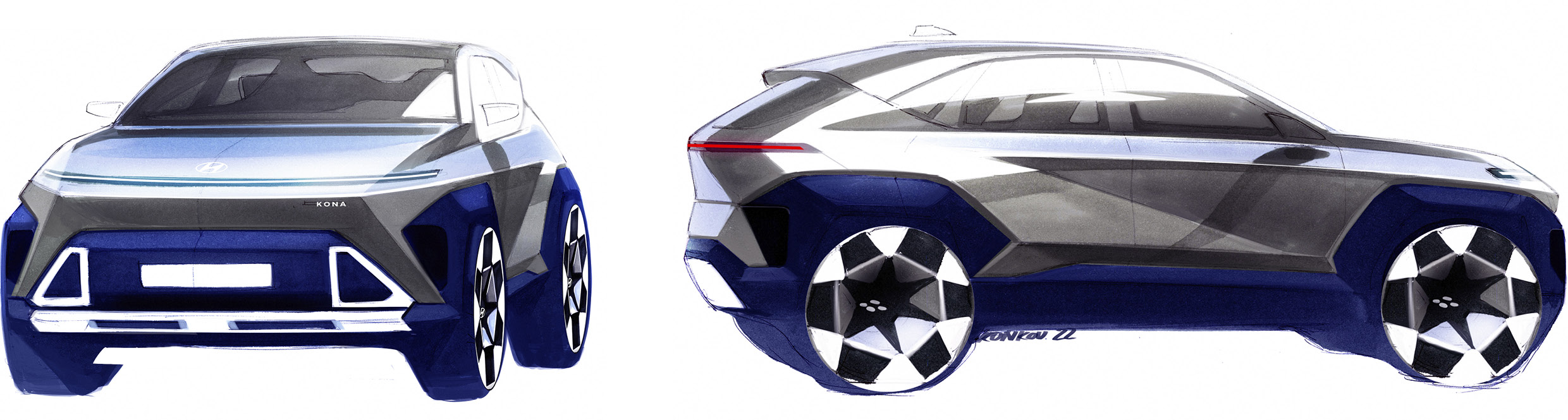 신형 코나의 스케치 이미지